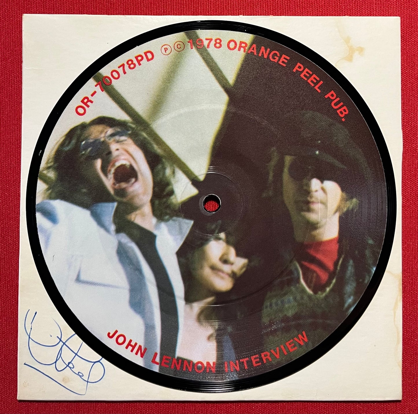 JOHN LENNON- INTERVIEW W/ DAVID PEEL 7" 45 RPM RECORD / PICTURE DISC 1980 SIGNED