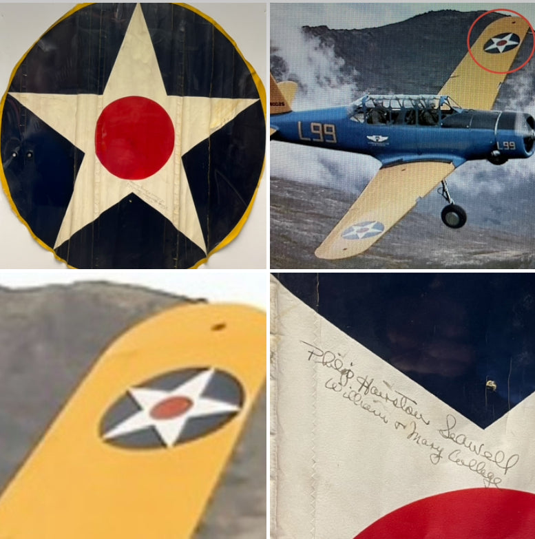 WW2 U.S. Vultee BT-13 Valiant Aircraft Wing Piece (Signed) Canvas Insignia 30”