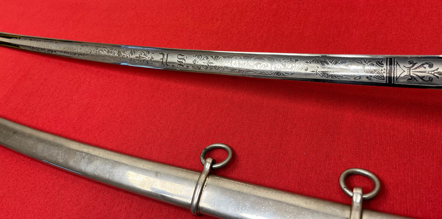 WW2 Era U.S. M1902 Officer’s Sword & Scabbard W/ Knot ENGRAVED