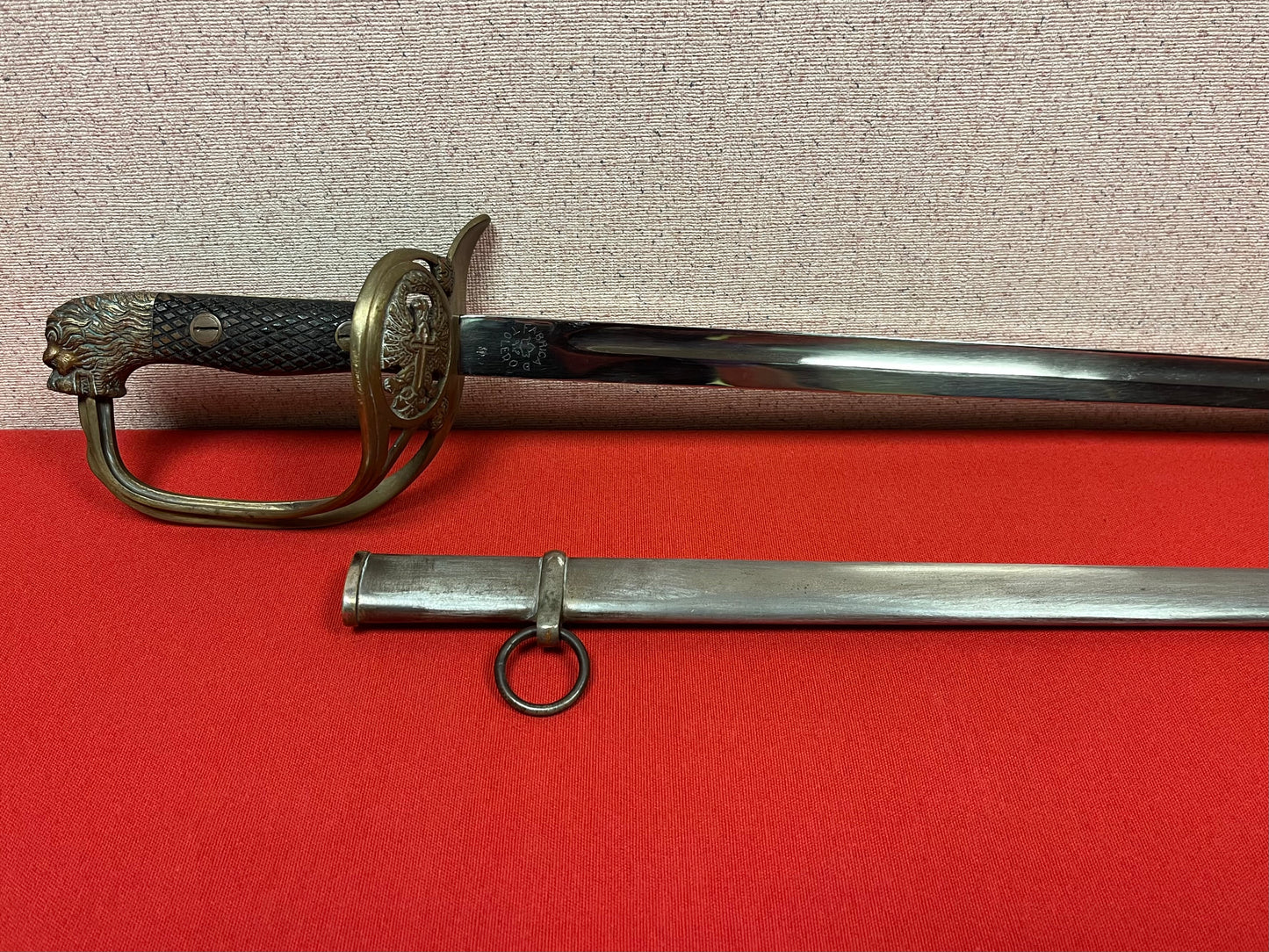 Spanish Army Officer’s “Lionhead” Sword & Scabbard - Authentic