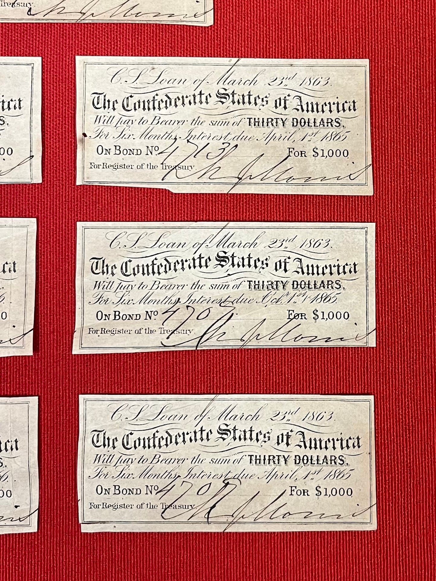 Authentic 1863 C.S.A $30 Civil War Confederate Bond/Notes