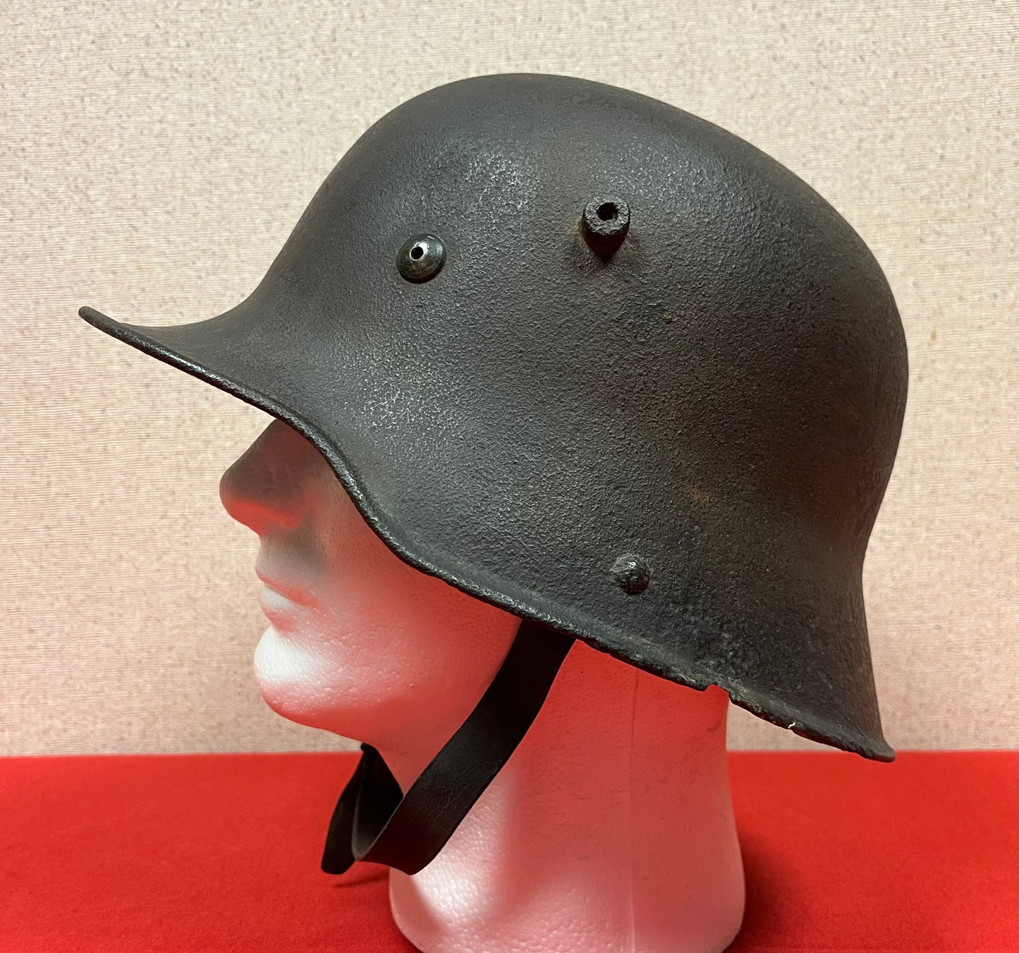 WWI GERMAN M1916 HELMET W/ TRANSITIONAL LINER & CHINSTRAP - TWO WARS !!!