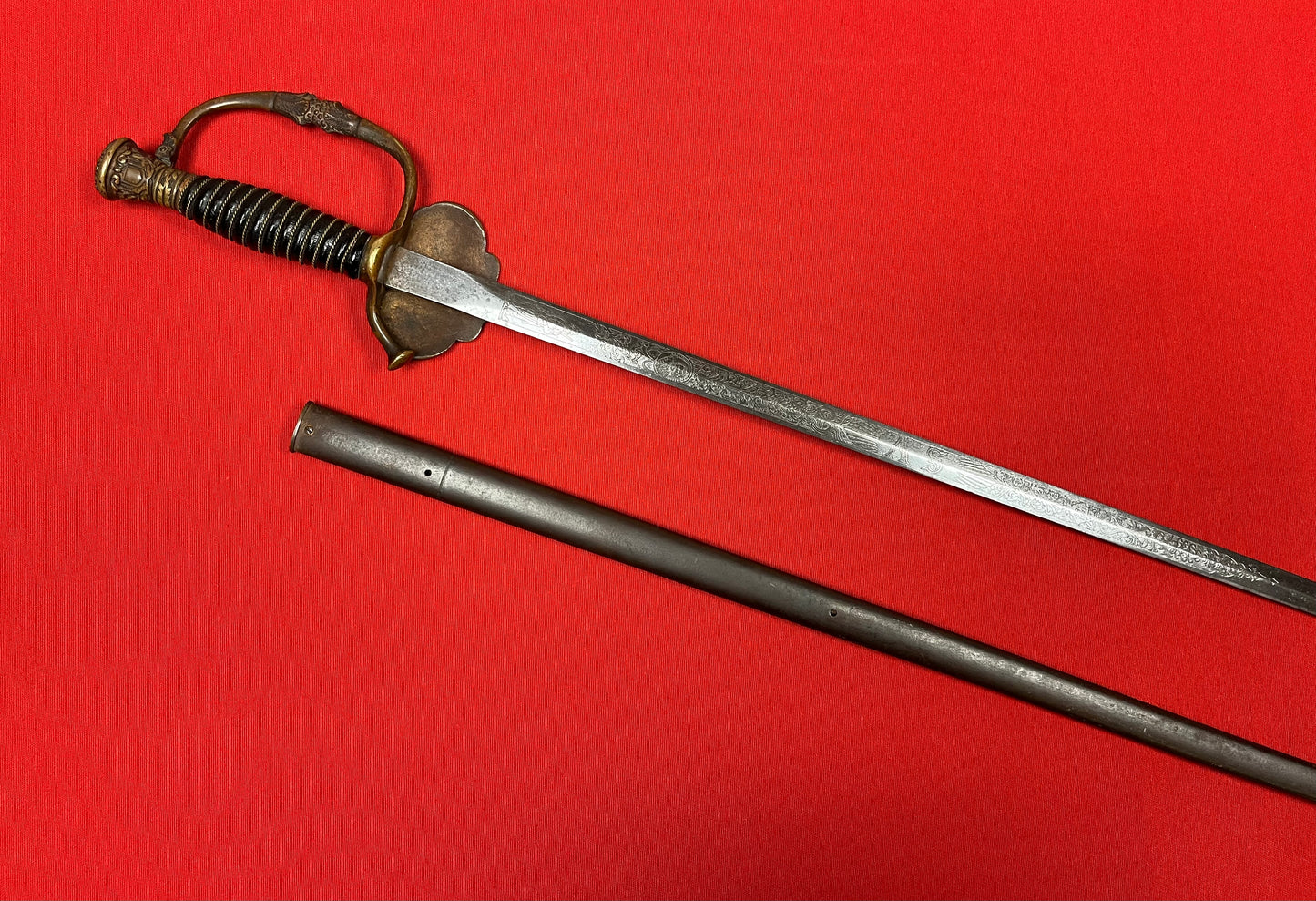 1800’s Sons of Veterans GAR Sword & Scabbard Etched Blade General Grant 1861-65