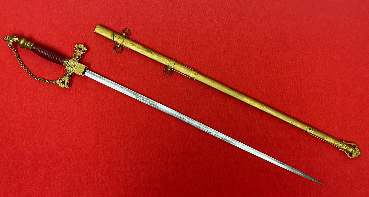 C.1872 Knights of the Golden Eagle Fraternal Masonic Sword - Engraved