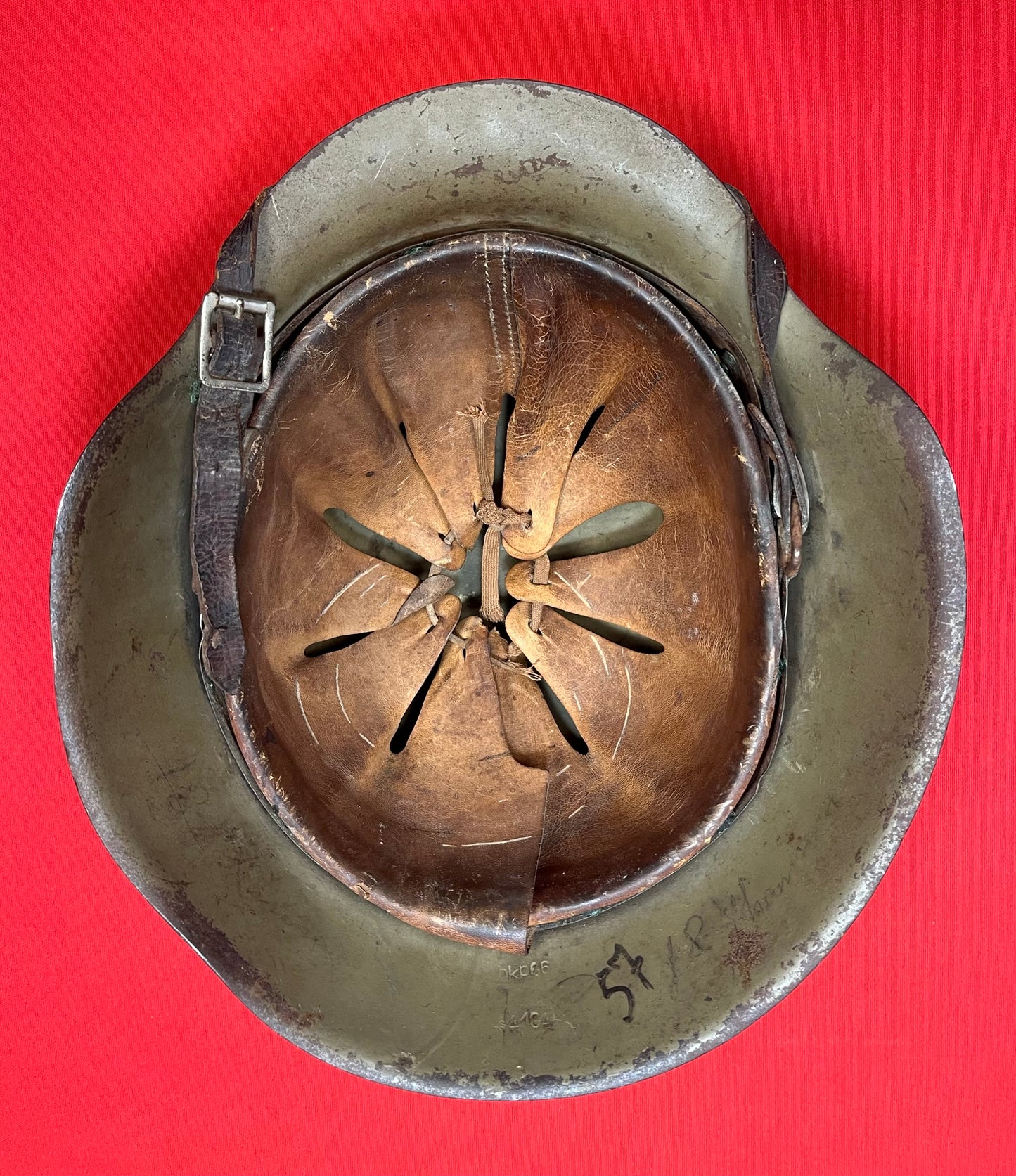 Authentic WWII German M1942 Helmet Repainted W/ Insignia Added