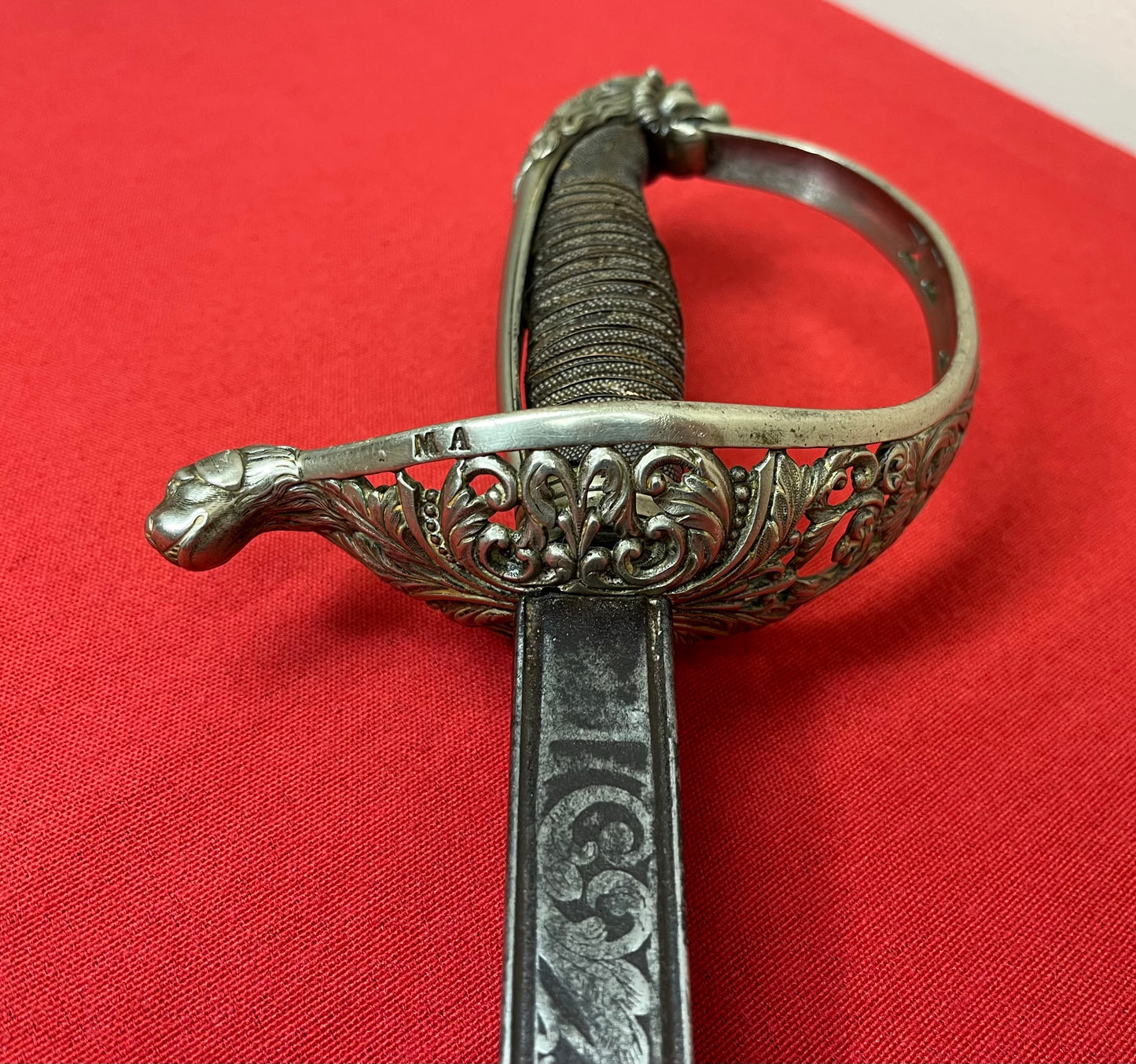 Pre-Spanish American War Spanish Officer’s (High Ranking) Silver Hilted Lions Head Sword Toledo Dated 1860