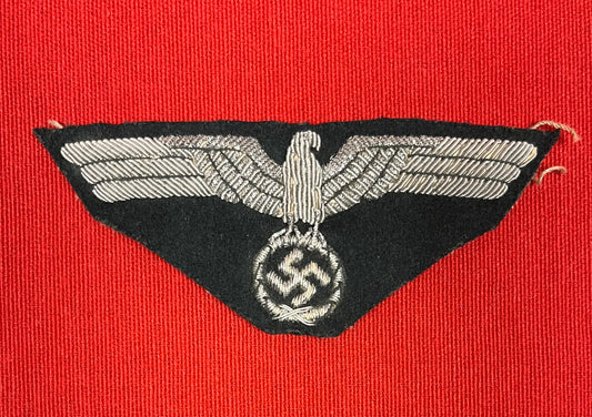 AUTHENTIC WW2 GERMAN ARMY OFFICER’S SILVER BULLION BREAST EAGLE TUNIC-UNIFORM PATCH