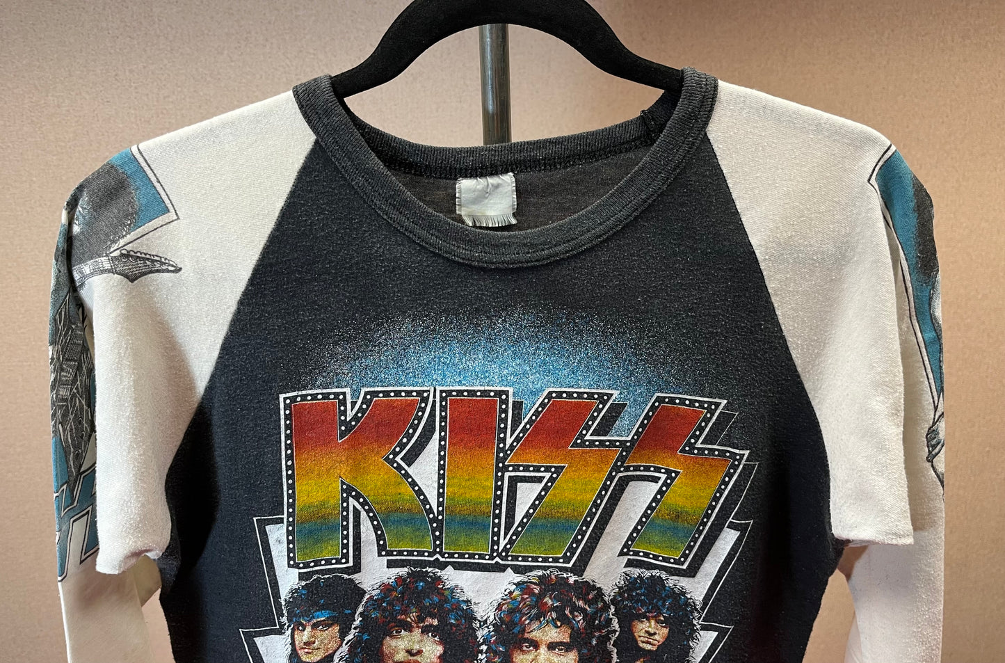 1980's Kiss - Heaven's On Fire Tour Concert Shirt 3/4 Sleeve - Original Single Stitch