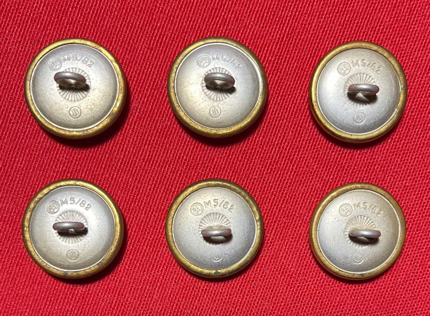 Original German NSDAP Nazi Party Political Uniform Buttons RZM Marked (Set of 6)