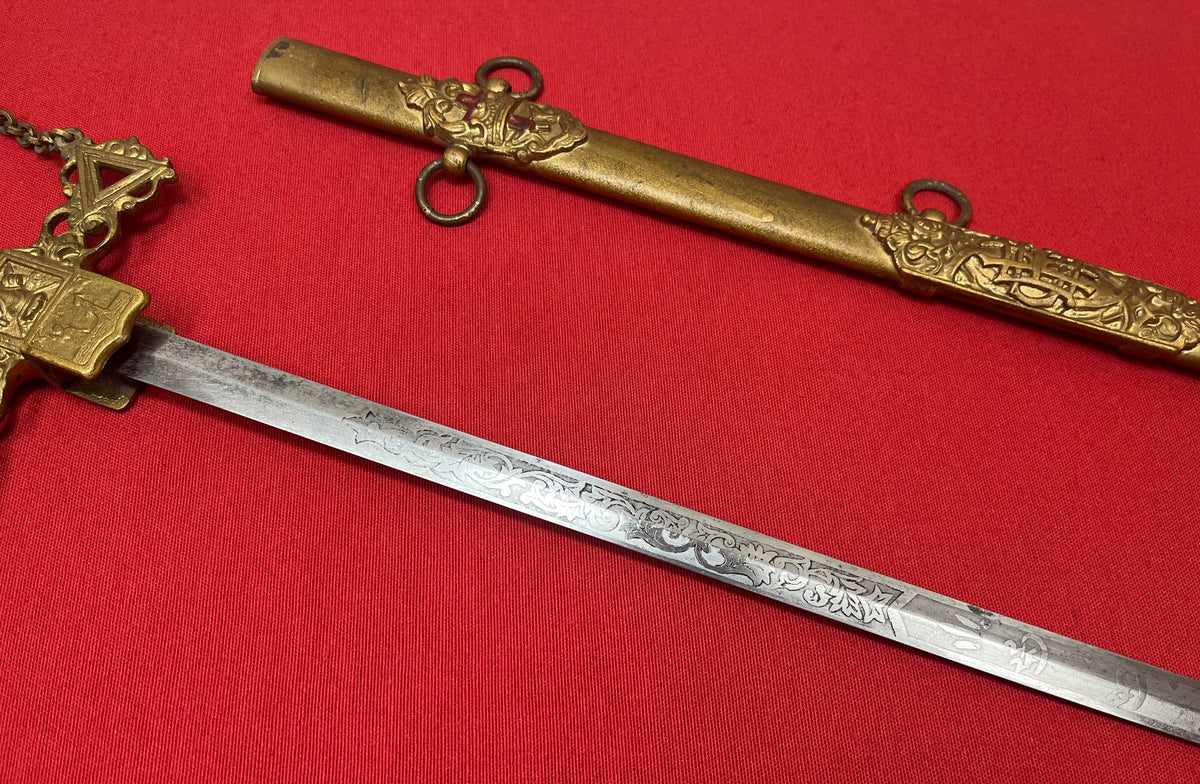 C.1872 Knights of the Golden Eagle Fraternal Masonic Sword - Engraved