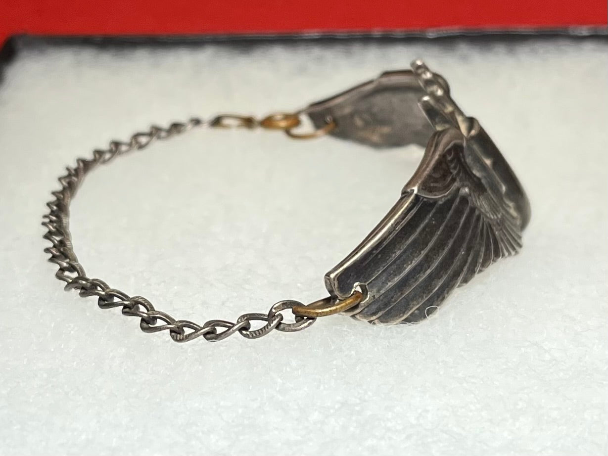 WWII USAAF 3” AERIAL GUNNER WINGS BRACELET - .925 STERLING