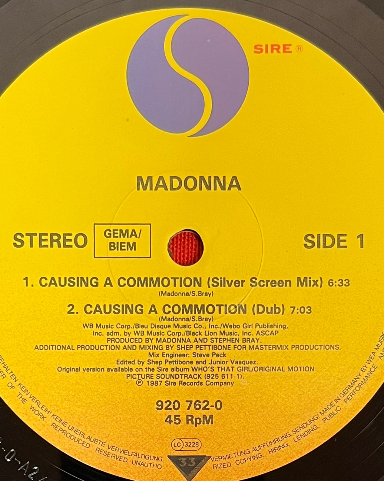 Madonna (Autographed) Causing a Commotion / Jimmy Jimmy 80’s European SIGNED!!!