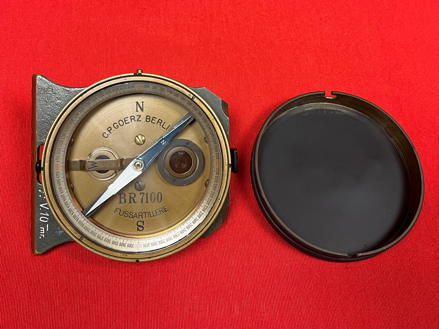 WWI German Artillery Field Compass C.P Goerz Berlin Fussartillerie Brass BR7100