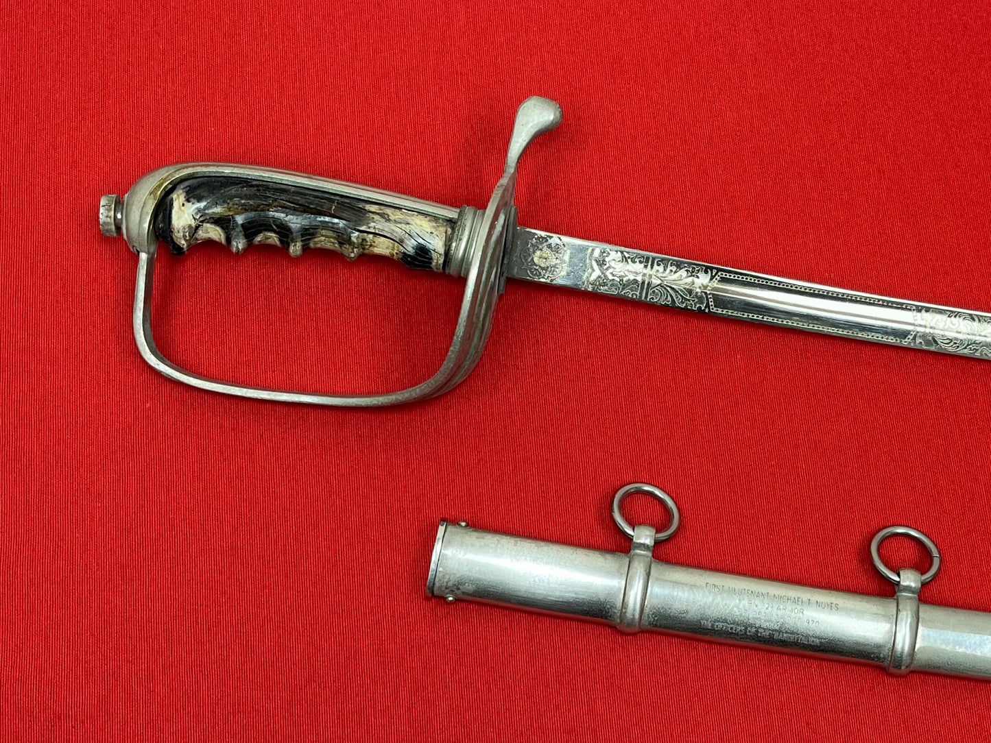 1969-1970 Dedicated & Engraved Sword Belonging to 1st Lieutenant Michael T. Noyes - 1st Battalion, 32d Armor