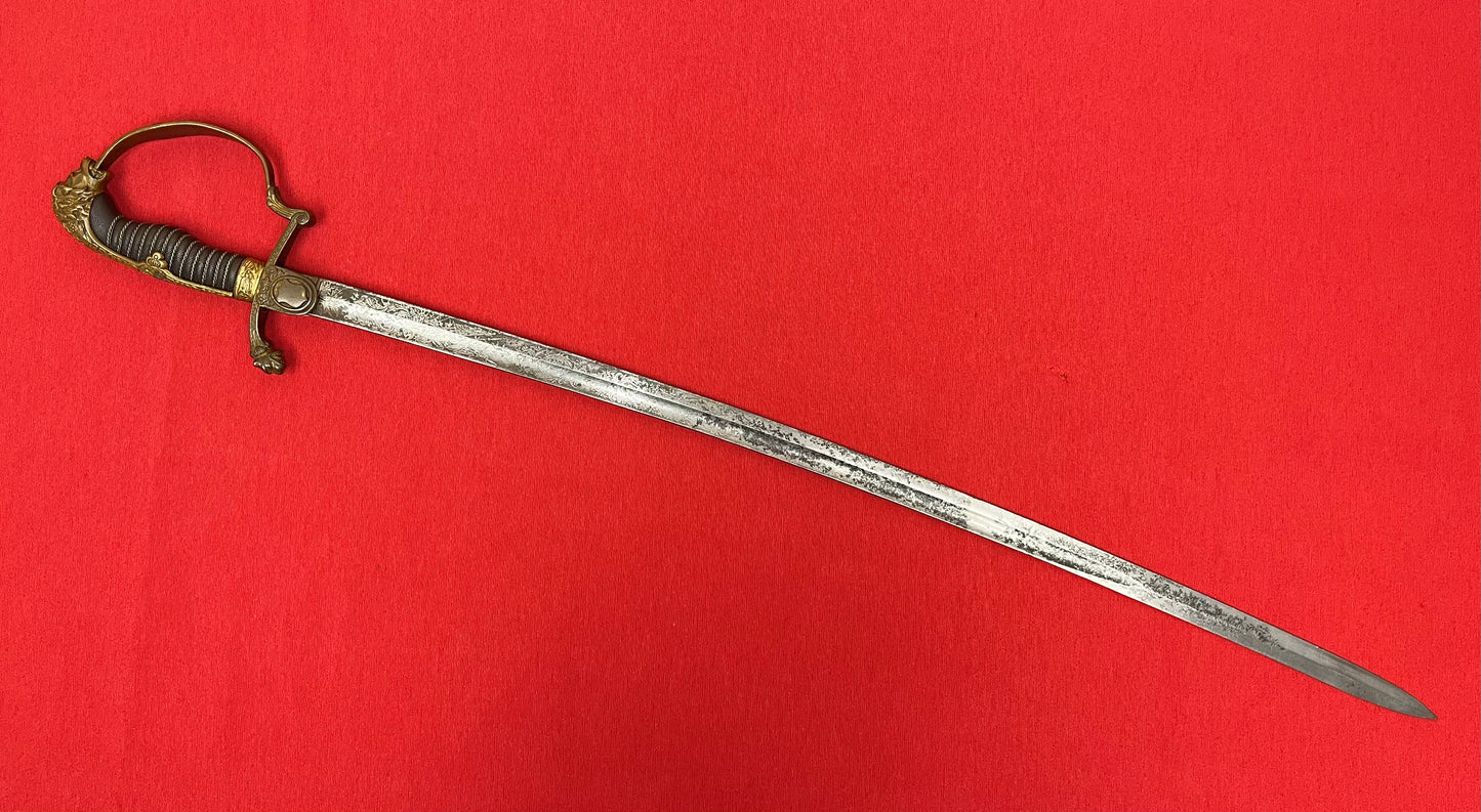 Pre WW1 Imperial German (Lions Head) Lancers Officer’s Sword - Engraved