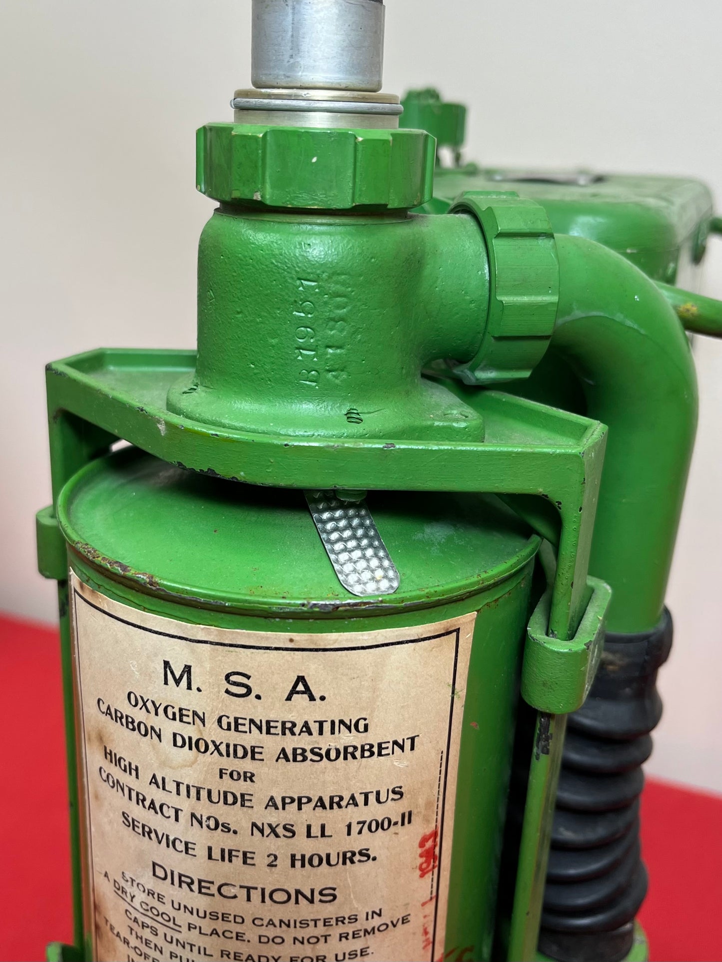 Original U.S. WWII Navy (Blimp) Rebreather Aircraft Breathing Apparatus + Mask & Oxygen Generating Cannister