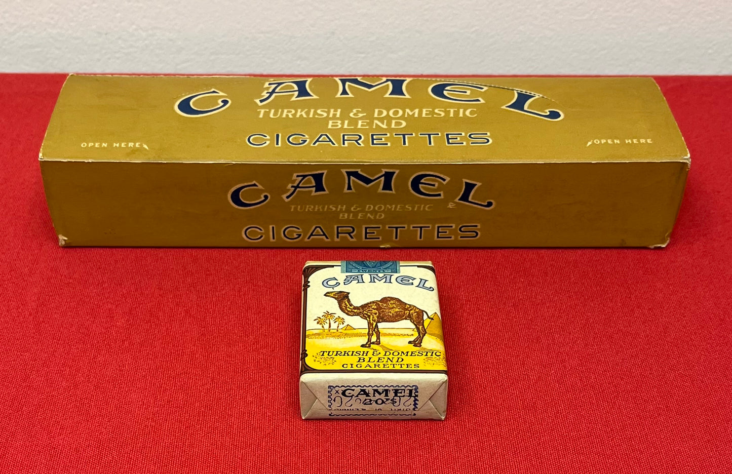 AUTHENTIC WWll ERA CAMEL CIGARETTE CARTON W/ REPRODUCTION PACK