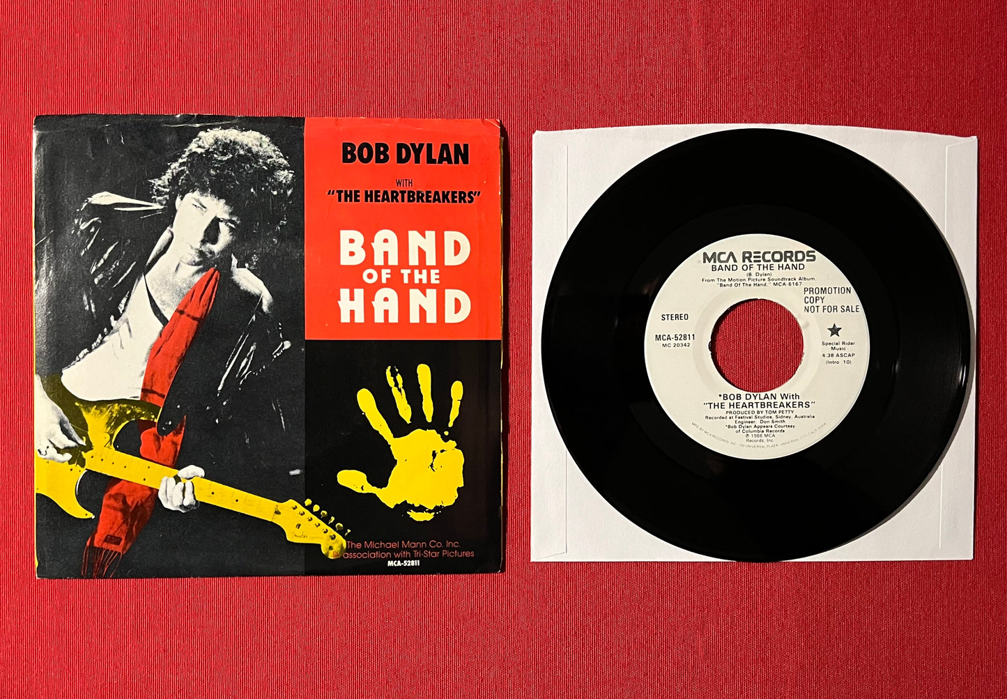 BOB DYLAN & HEARTBREAKERS- Band Of The Hand / White Label (PROMO) Copy 45 RPM RECORD