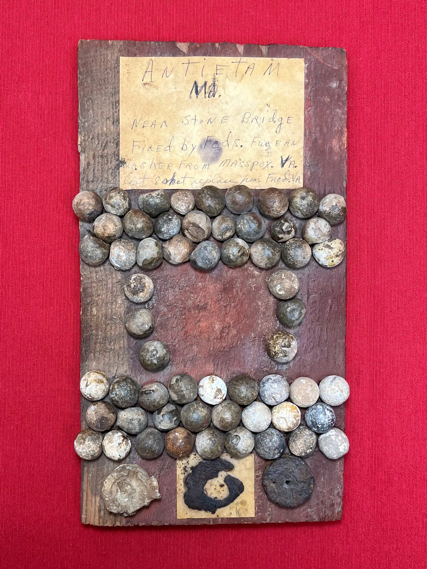 Civil War Antietam Battlefield Stonebridge “Burnside Bridge”Early Relic Board w/ Artifacts