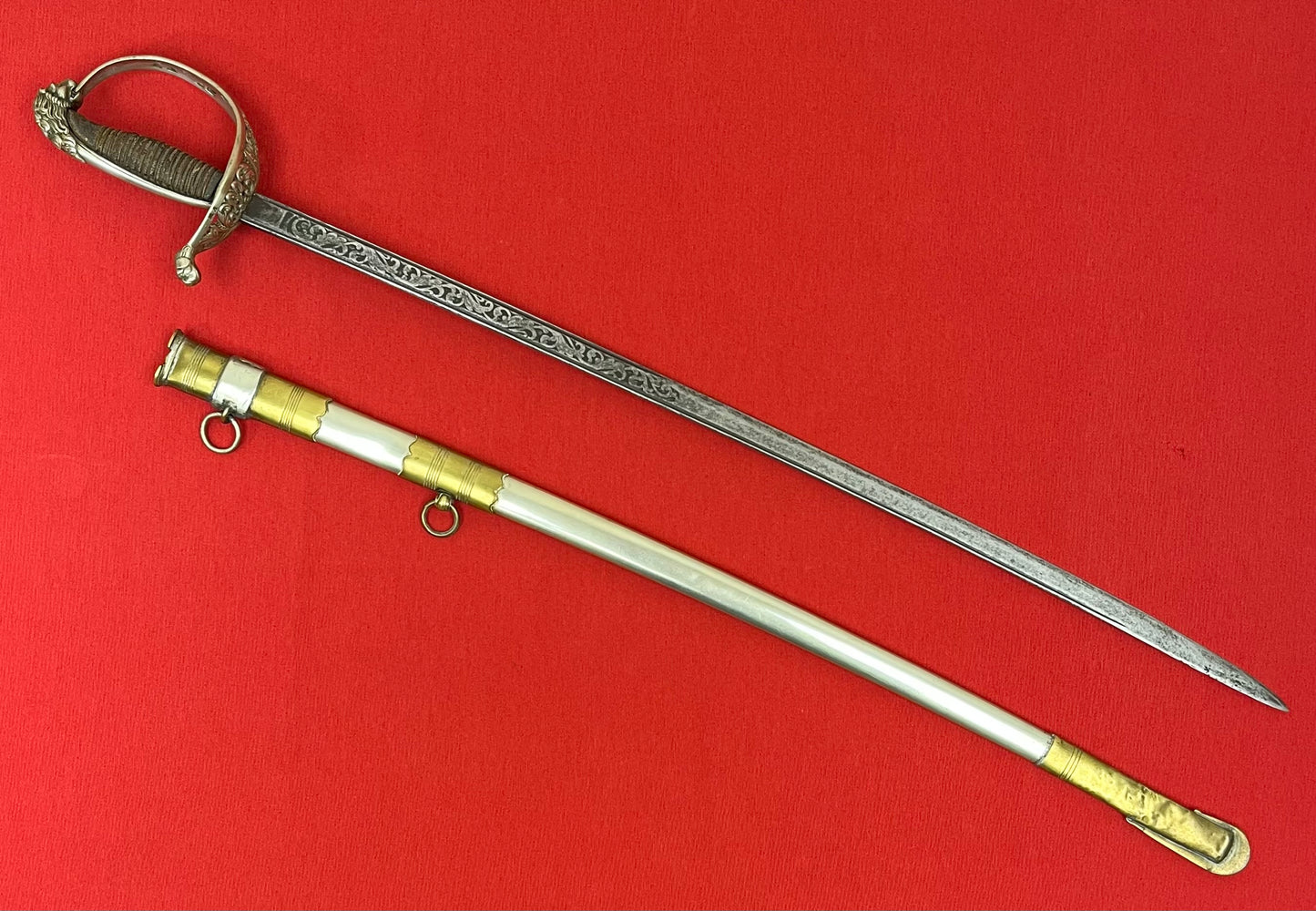 Pre-Spanish American War Spanish Officer’s (High Ranking) Silver Hilted Lions Head Sword Toledo Dated 1860