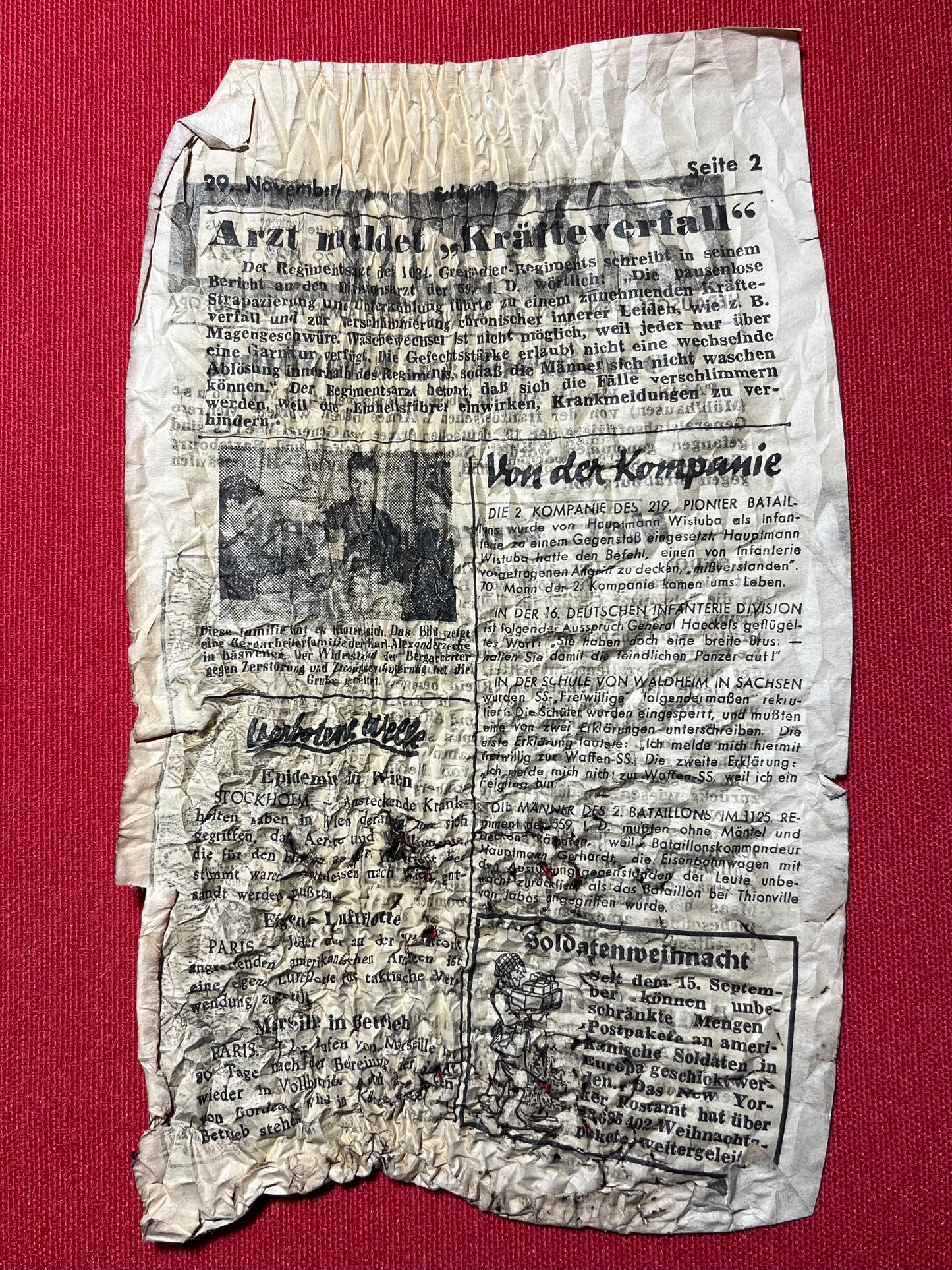 WW2 Propaganda Leaflet (Fired From Artillery Shells) U.S to German Frontlines - Feldpost