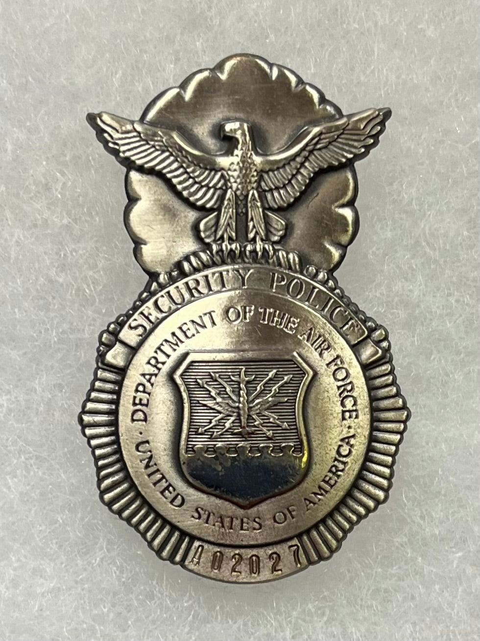 U.S. Air Force Security Police Badge # A02027