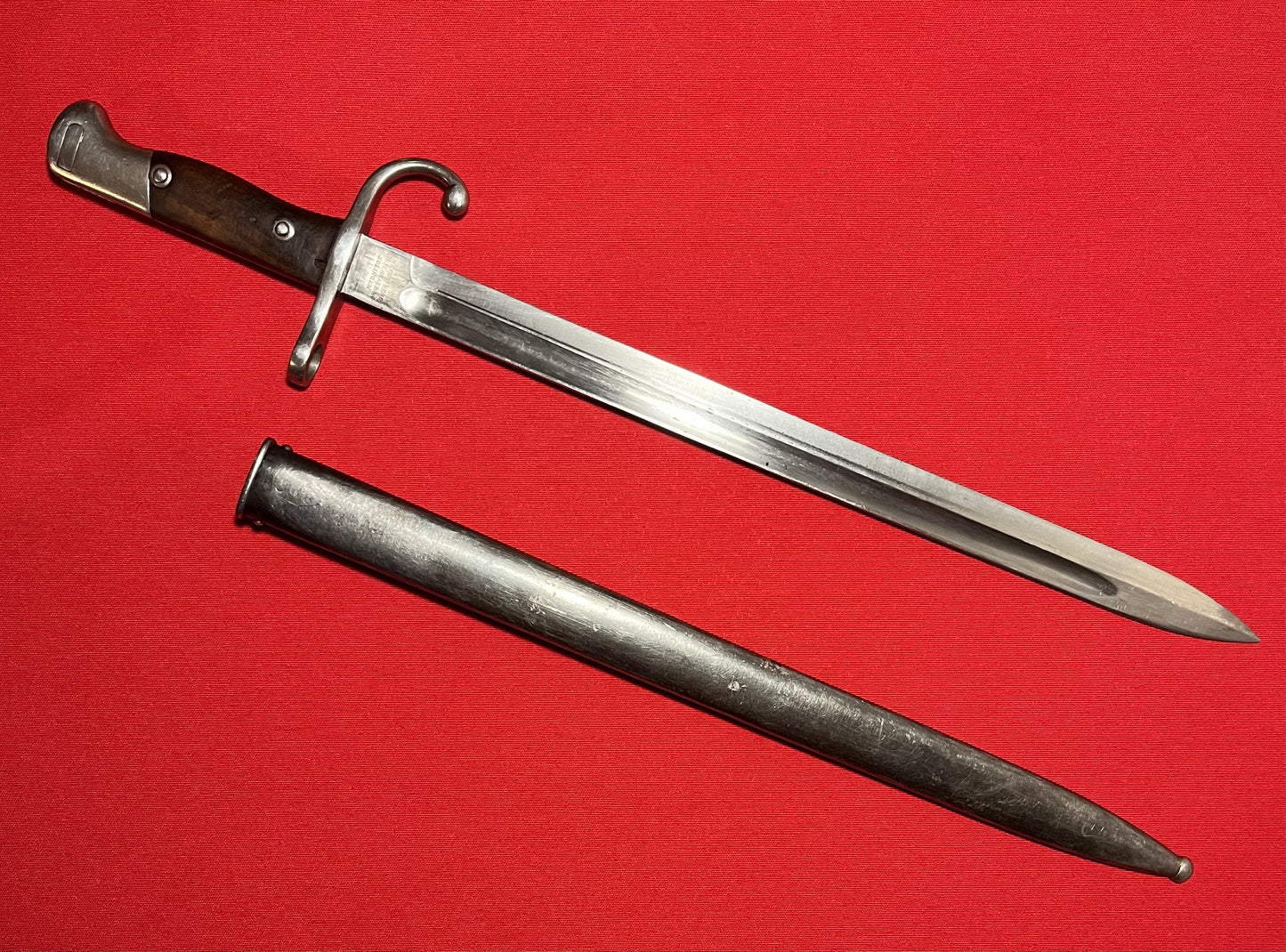 WW1 Era 1909 German Made Mauser Bayonet & Scabbard for Argentina / Matching Numbers