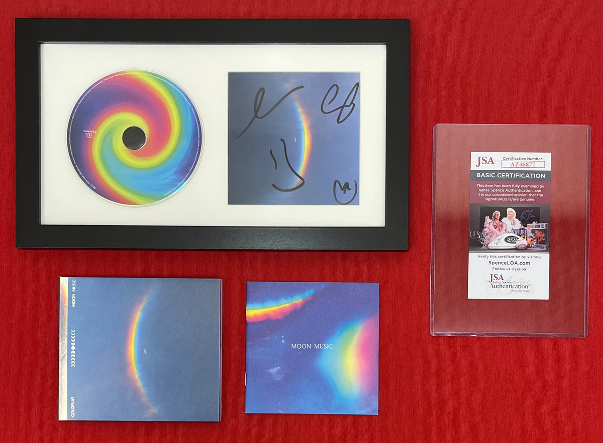 COLDPLAY- Band (Signed) Moon Music CD Booklet Framed JSA COA - 4 Autographs