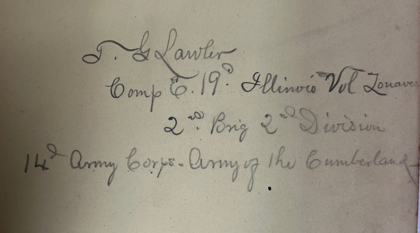 HISTORY OF THE ARMY OF THE CUMBERLAND VOL.1 - 1875 “Personally Owned” by Thomas G. Lawler Com-in-Chief of the G.A.R & Civil War Veteran (Comp. E, 19th Illinois Vol. Inf)