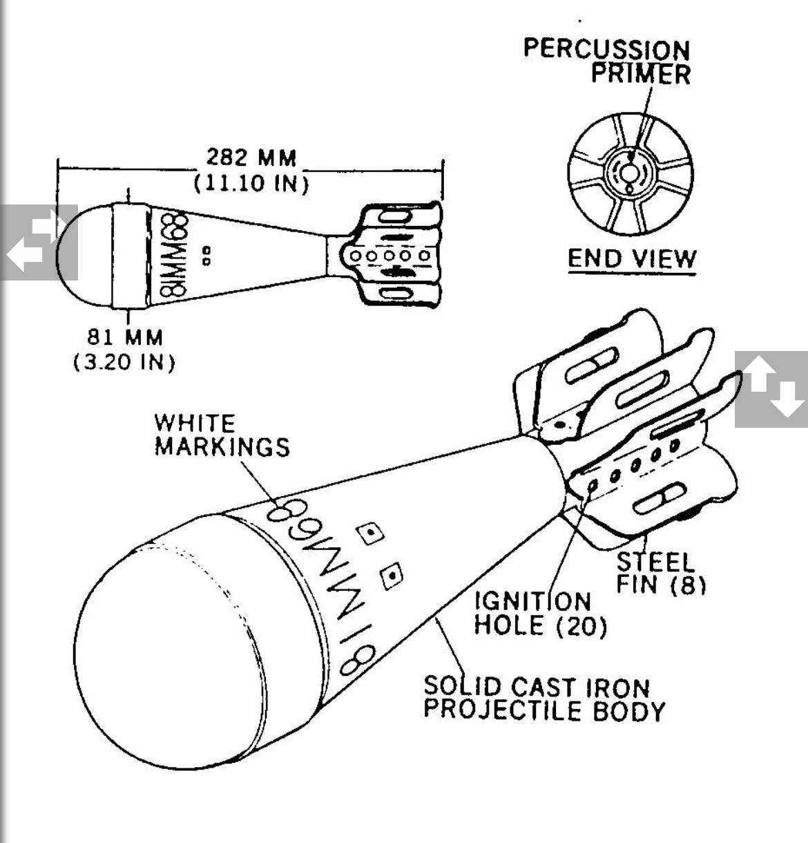WW2 Era 81MM M68 Mortar Training/Practice Round